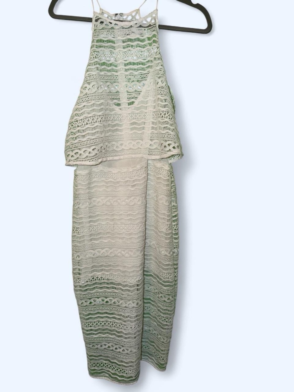 LINE + DOT Daiguiri Halter Lace Midi Dress Medium White